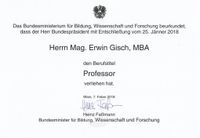 Verleihung Berufstitel Professor Gisch